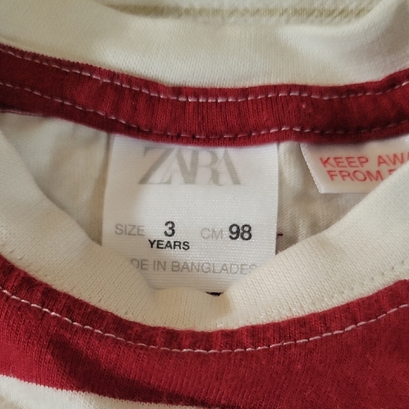 Zara Red and White Striped Short Sleeve Tee - Picture 4 of 7